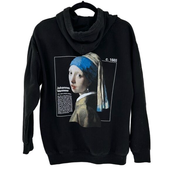 Girl With A Pearl Earring Johannes Vermeer Black Hoodie Medium - Picture 2 of 9